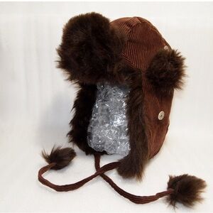 Brown Trapper Hat with Fur Trim and Ear Flaps